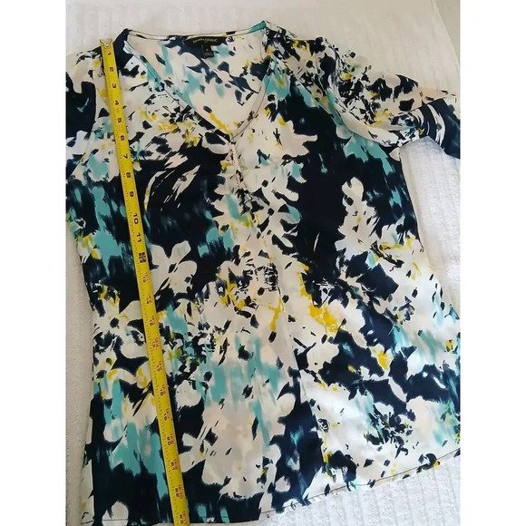 Banana Republic Womens Blouse Adult Small Blue Yellow Flowers - Picture 6 of 12